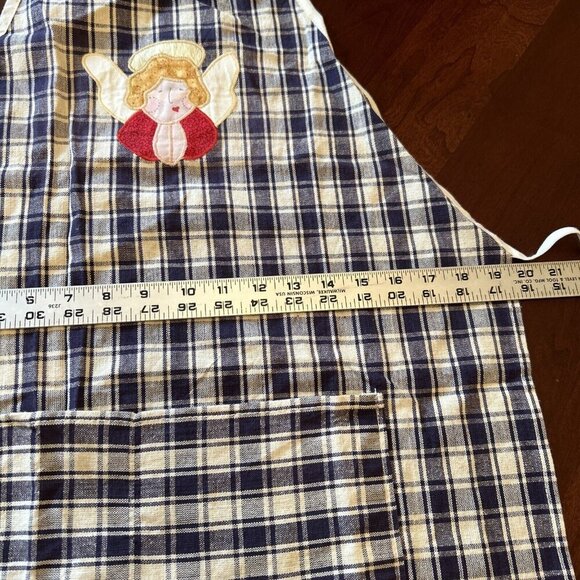 Vintage Angel Plaid Apron with‎ Pocket Kitchen Cooking Baking Hostess - Picture 4 of 11